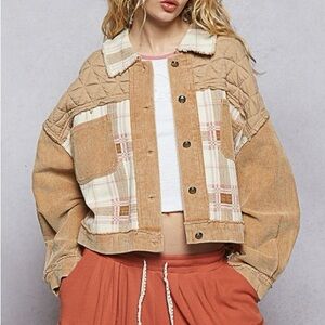 NWOT🤍POL Corduroy Jacquard Patchwork Jacket Small